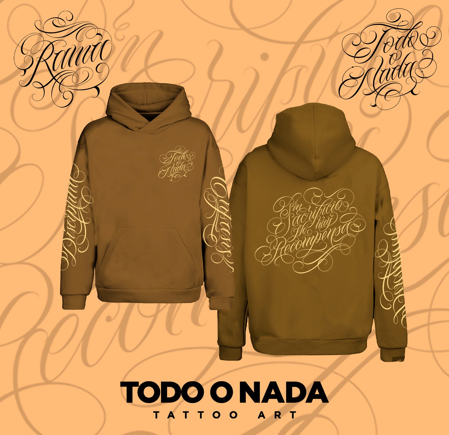 SIN SACRIFICIO NO HAY RECOMPENSA / Ramalettering colab / HOODIE limitado CAFE