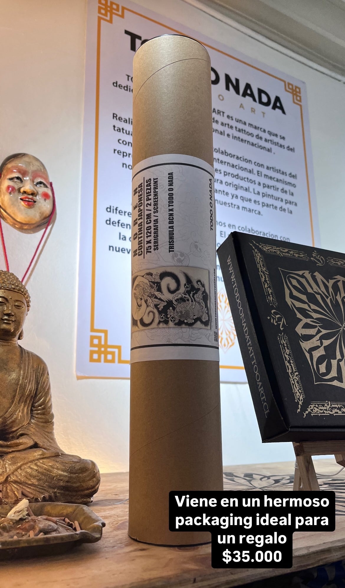 RAIJIN & FUJIN cortina NOREN 120 x 75 cm 2 piezas serigrafia