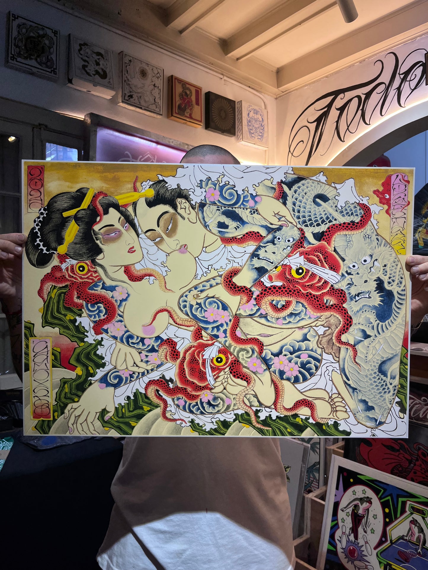 SHUNGA / Tattoocarlo colab / colección KIZUNA 2025 / serigrafía sobre papel