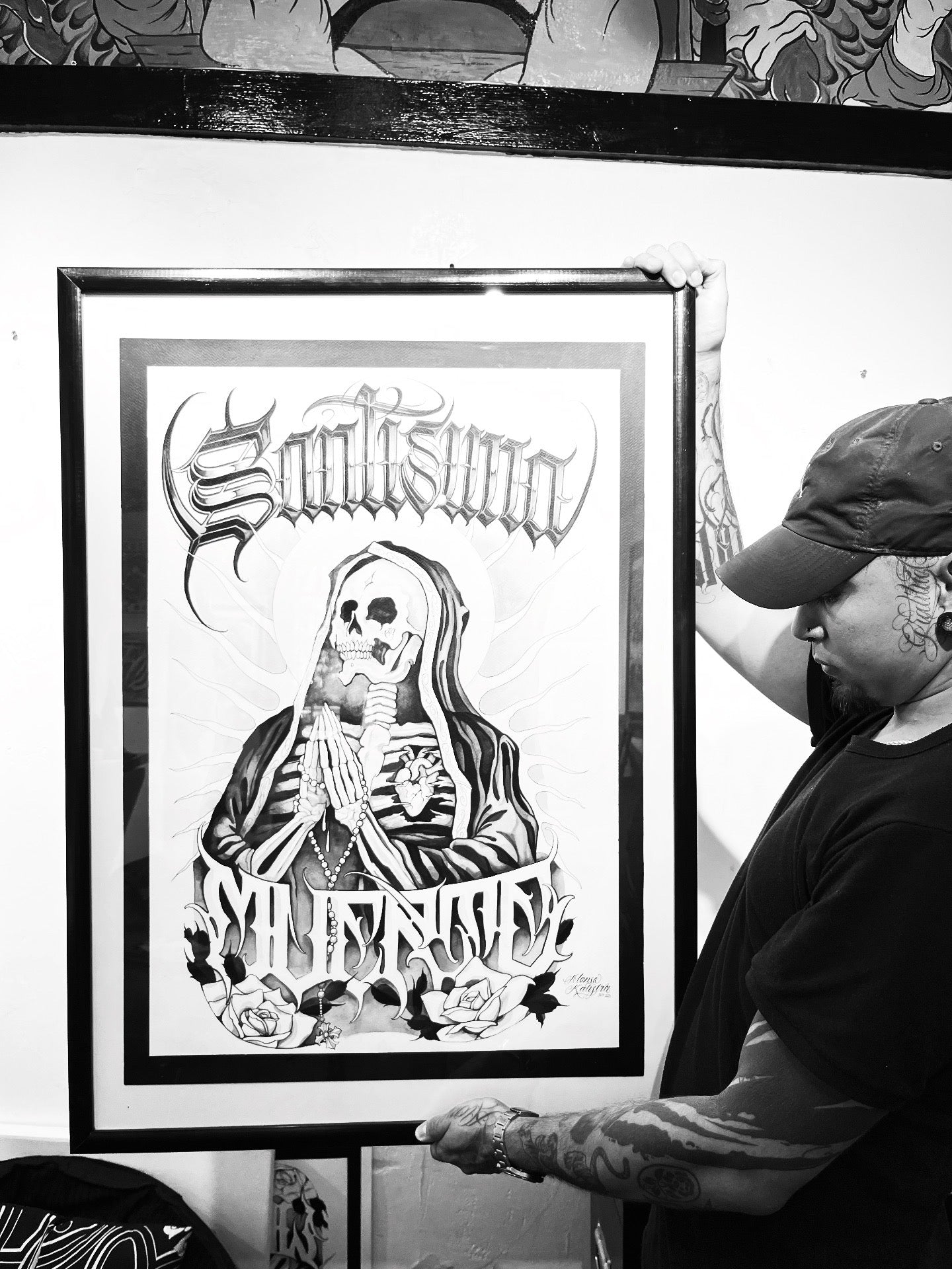 SANTÍSIMA MUERTE / Alonso kalistro colab / 3 tintas 50x70 cm/ serigrafía sobre papel