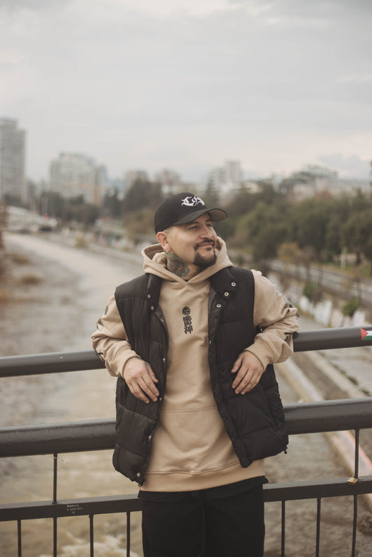 RAIJIN & FUJIN trishula colab Hoodie Beige  ( límited)