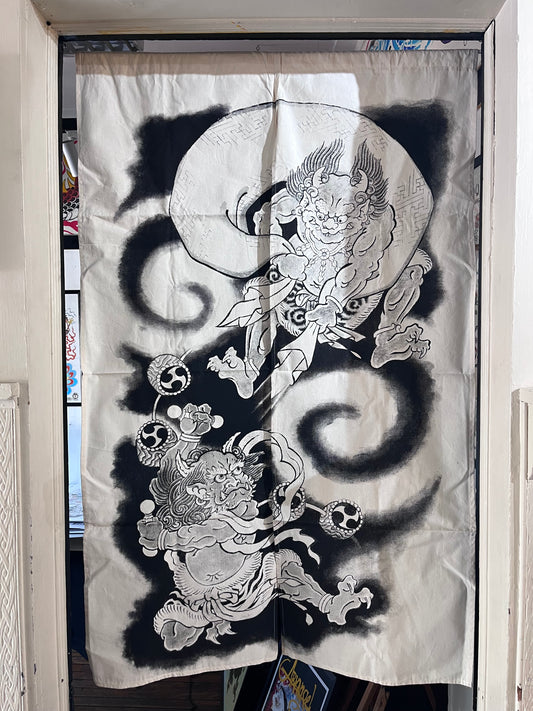 RAIJIN & FUJIN cortina NOREN 120 x 75 cm 2 piezas serigrafia