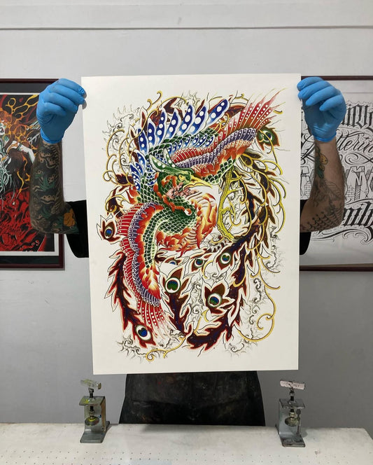 HO-O / FÉNIX - Serigrafía 8 tintas colab con Diamante tatts