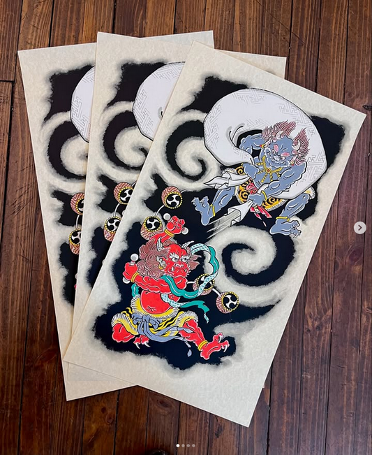 RAIJIN & FUJIN PRINT ART 70x40 cm serigrafia 8 tintas