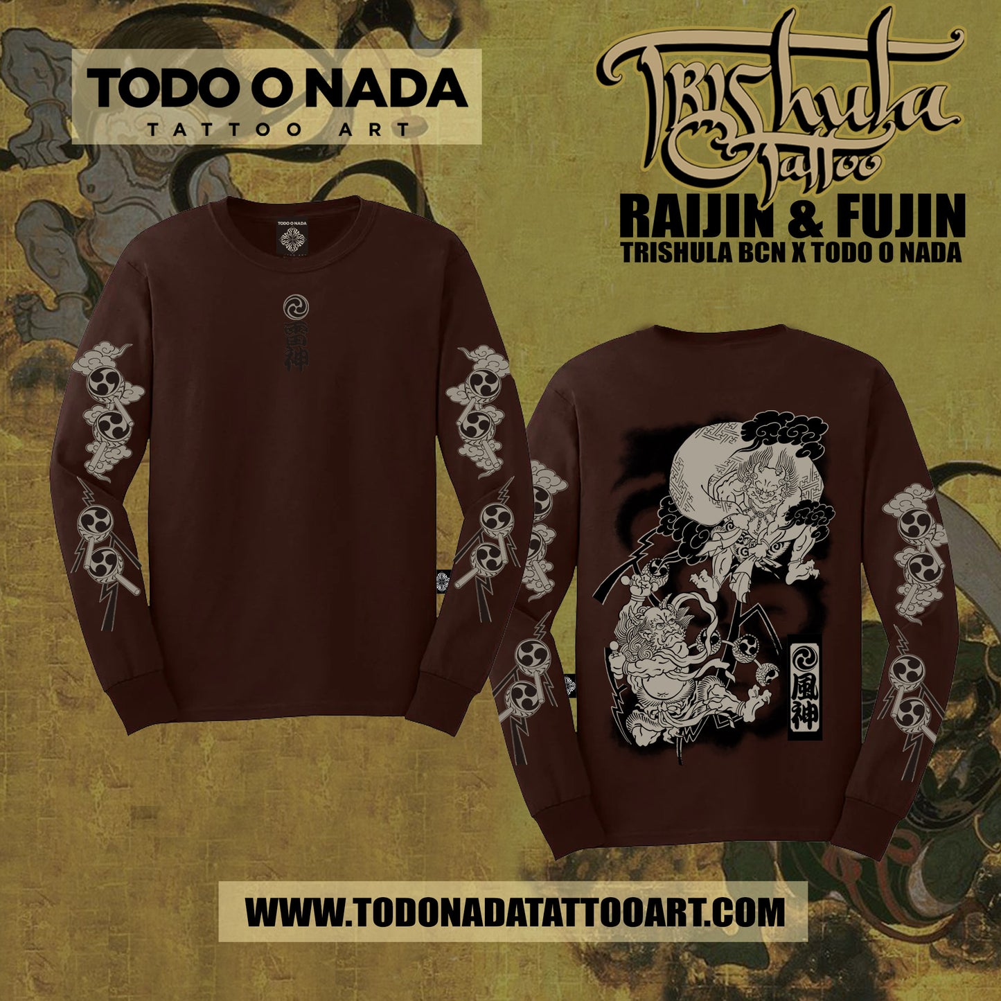 RAIJIN & FUJIN trishula colab Manga larga Café